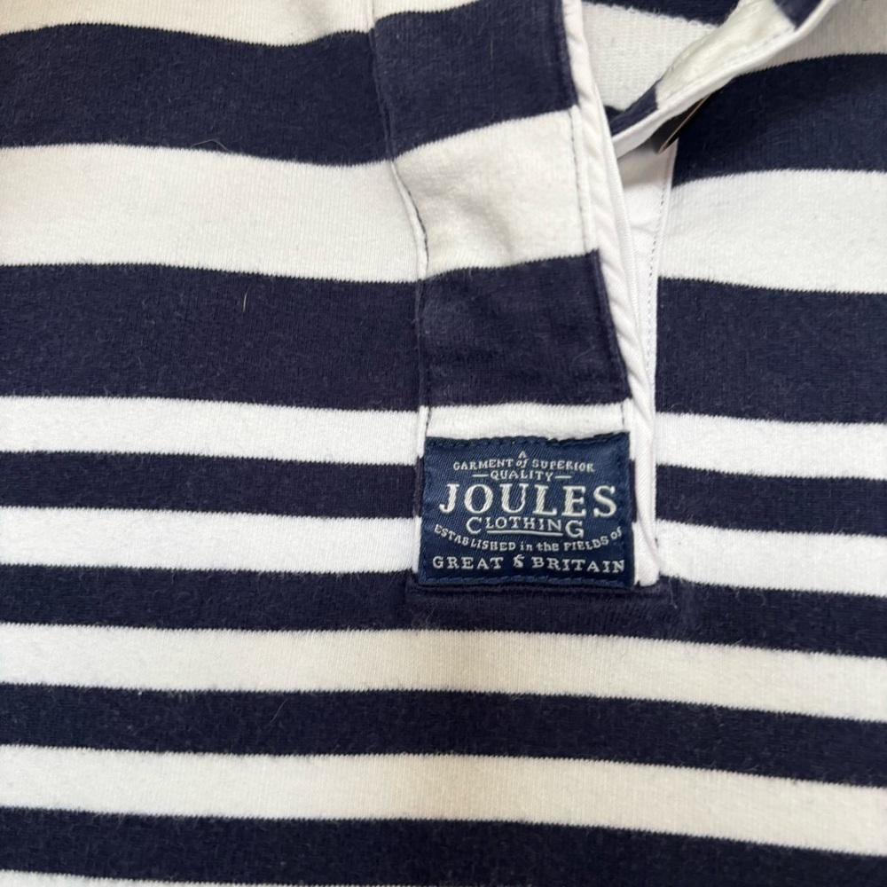 Joules Women's Navy Blue White Striped Deck Shirt Size US 10 - Picture 3 of 8